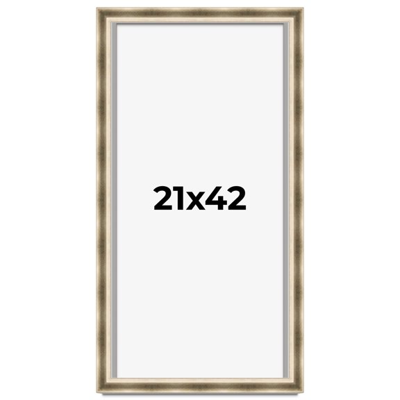 21x42 Shadow Box Frame Silver | 1.75 inches Deep Real Wood Traditional Shadowbox Display Frame | UV
