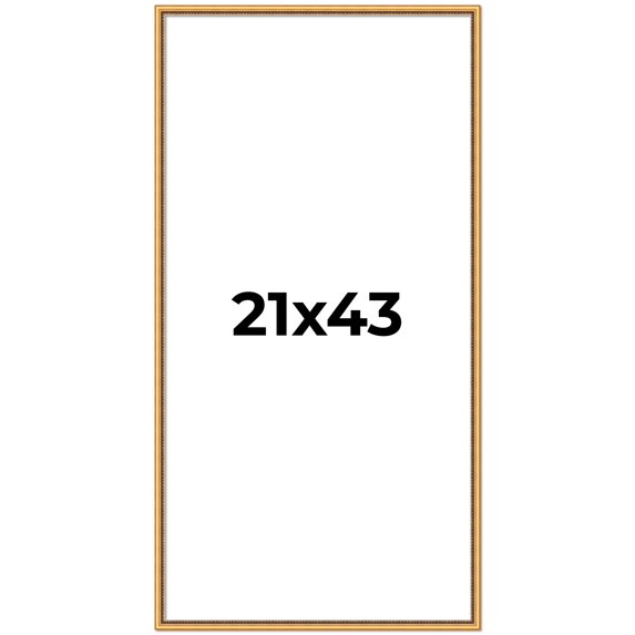 21x43 Frame Beaded Gold Solid Wood Picture Frame | 0.75 Inches Moulding Width | Liscio Oro