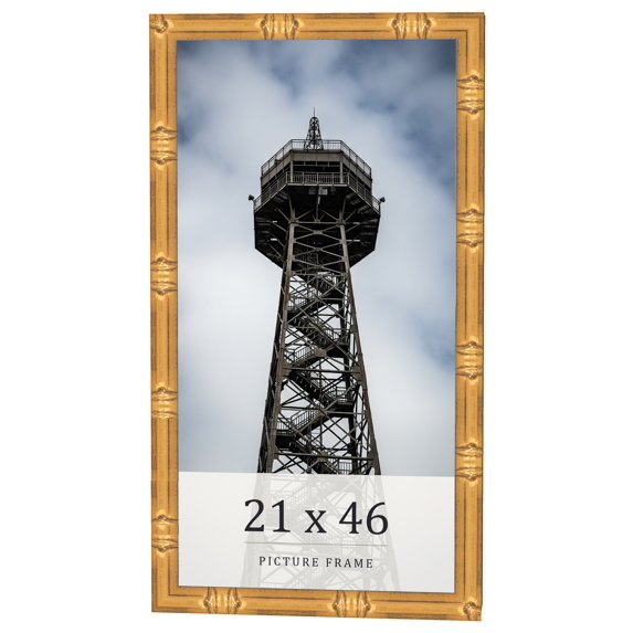 21x46 Frame Gold Bamboo Solid Wood Picture Frame | 1 Inch Moulding Width | Interior Frame Depth