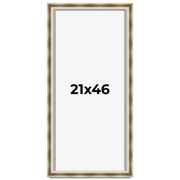 21x46 Shadow Box Frame Silver | 1.75 inches Deep Real Wood Traditional Shadowbox Display Frame | UV