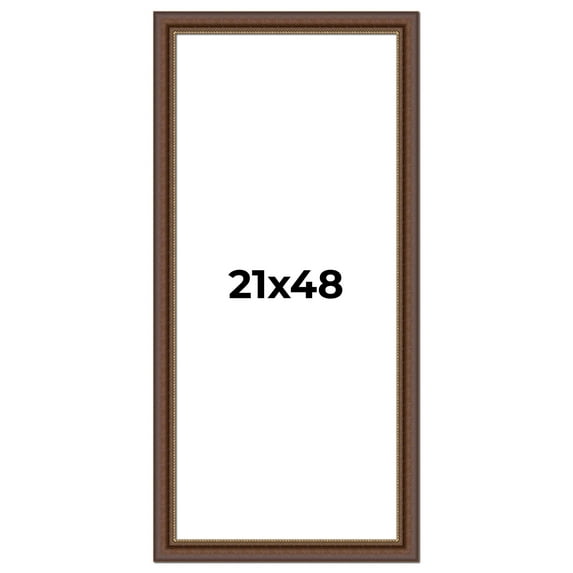 21x48 Copper and Brown Real Wood Picture Frame Width 2 inches | Interior Frame Depth 0.5 inches |