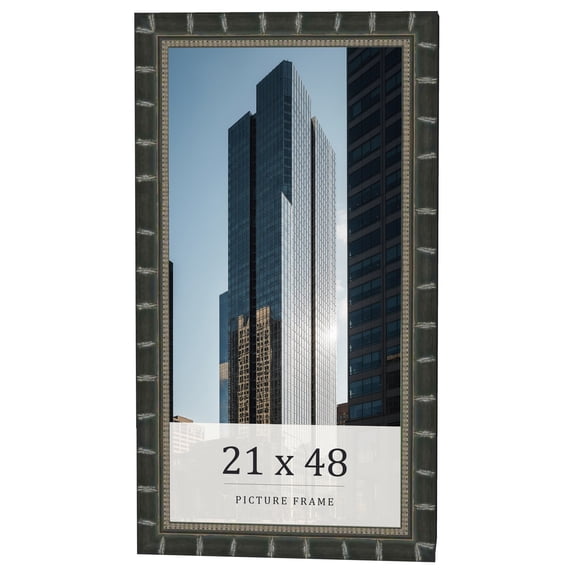 21x48 Frame Black Bamboo Solid Wood Picture Frame Width 1.5 Inches | Interior Frame Depth 0.5