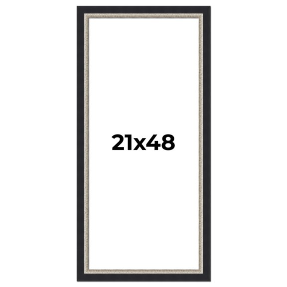 21x48 Frame Black Real Wood Picture Frame Width 2.25 Inches | Interior Frame Depth 0.5 Inches |