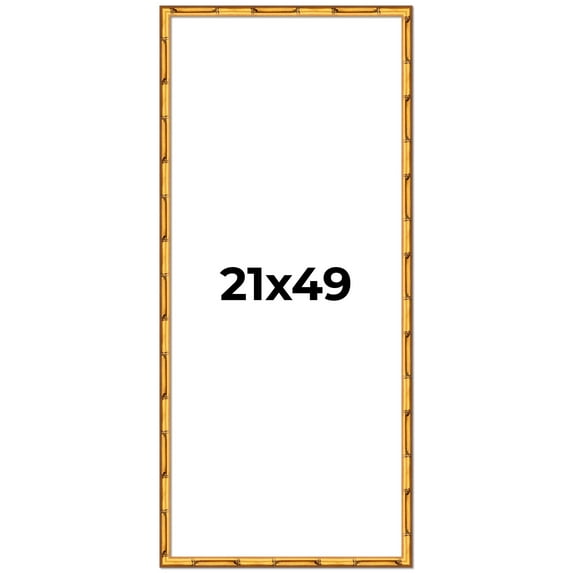 21x49 Frame Gold Bamboo Picture Frame - Complete Modern Photo Frame Includes UV Acrylic Shatter