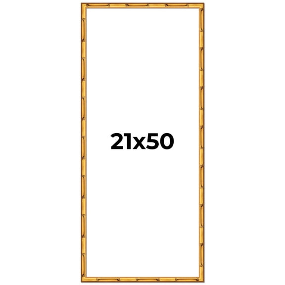 21x50 Frame Gold Bamboo Picture Frame - Complete Modern Photo Frame Includes UV Acrylic Shatter