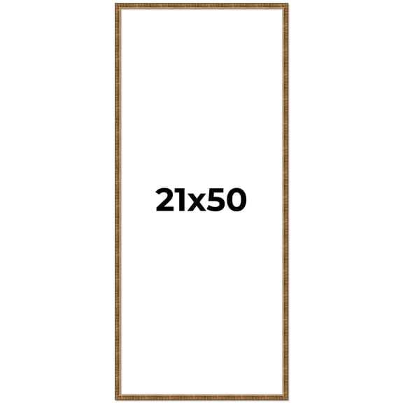 21x50 Frame Gold Solid Wood Picture Frame - Complete Modern Photo Frame Includes UV Acrylic