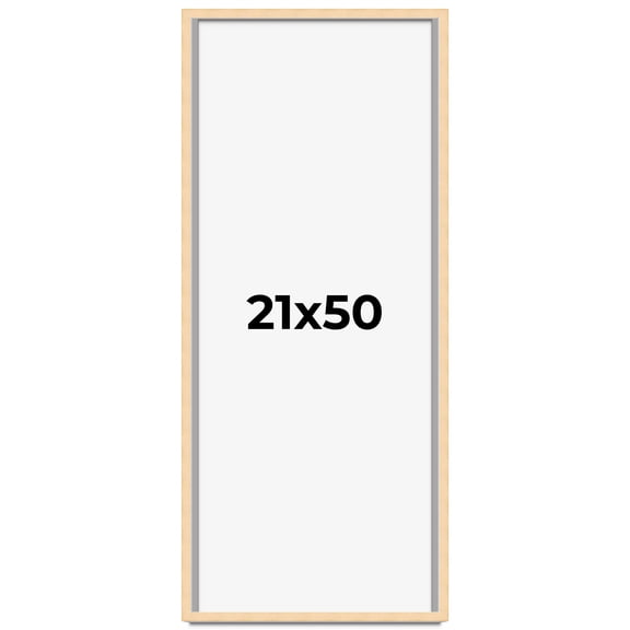 21x50 Frame Natural Wood Picture Frame | 0.75 Inch Moulding Width | with UV Acrylic Plexiglass,
