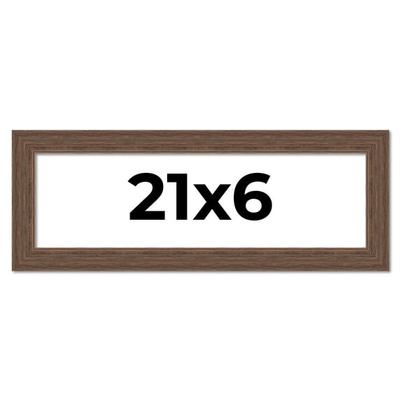21x6 Frame Brown Farmhouse Solid Wood Picture Frame Width 1.5 Inches | Interior Frame Depth 0.5