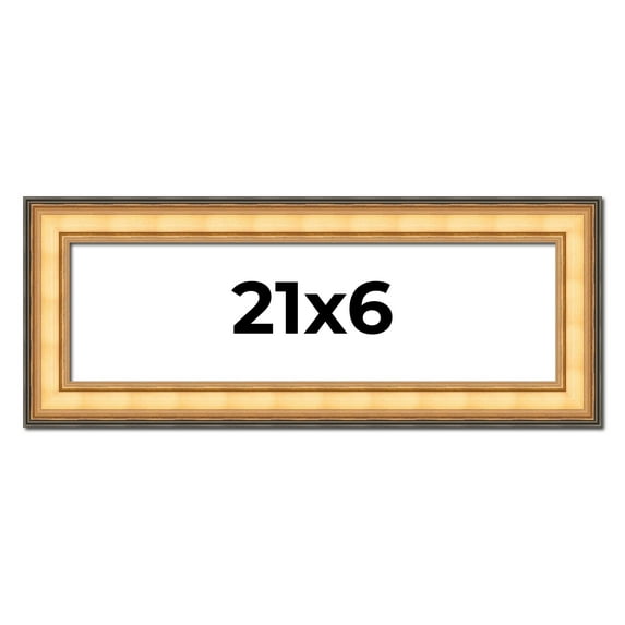 21x6 Frame Gold Plein Aire Solid Wood Picture Frame Width 2 Inches | Interior Frame Depth 0.5