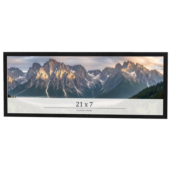 21x7 Frame Black Charcoal Grey Wood Textured Picture Frame | 0.75 Inch Moulding Width | Gunmetal