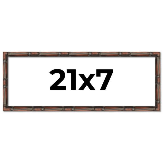 21x7 Frame Brown Bamboo with Dark Coffee/Walnut Finish | Solid Wood Picture Frame Width 0.75 Inches