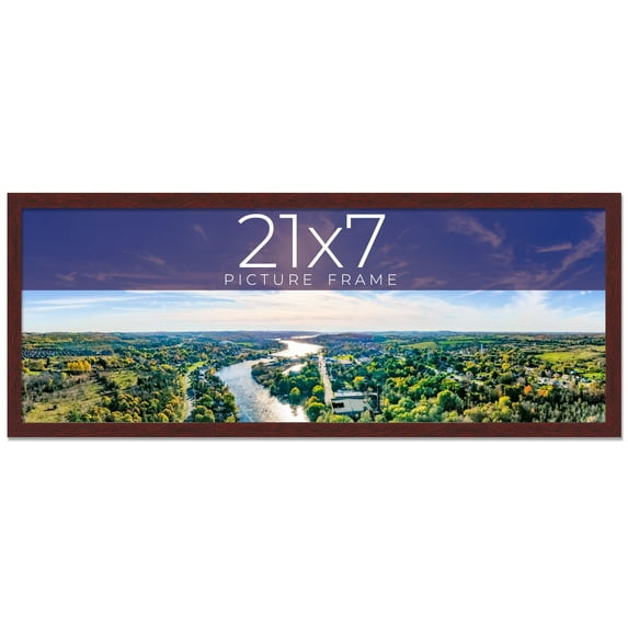 21x7 Frame Brown Solid Wood Picture Frame Width 0.75 Inches | Interior Frame Depth 0.5 Inches |