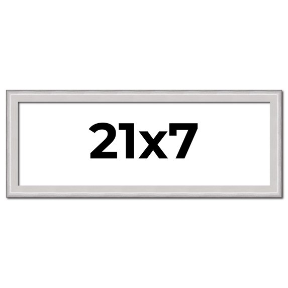 21x7 Frame Silver Inner Slope Bevel Picture Frame | 1 Inch Moulding Width | 0.75 Inch Rabbet Depth