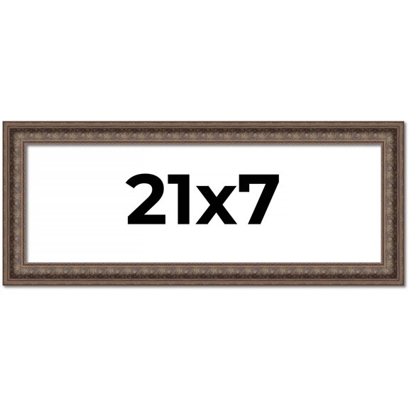 21x7 Ornate Brown Real Wood Picture Frame Width 1.5 Inches | Interior Frame Depth 0.5 Inches | Zisa