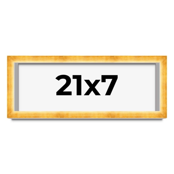 21x7 Shadow Box Frame Gold | 1.625 Inches Deep Real Wood Traditional Shadowbox Display Frame | UV