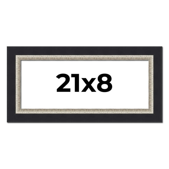 21x8 Frame Black Real Wood Picture Frame Width 2.25 Inches | Interior Frame Depth 0.5 Inches |