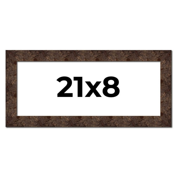 21x8 Frame Brown Burl Real Wood Picture Frame Width 1.625 Inches | Interior Frame Depth 0.5 Inches