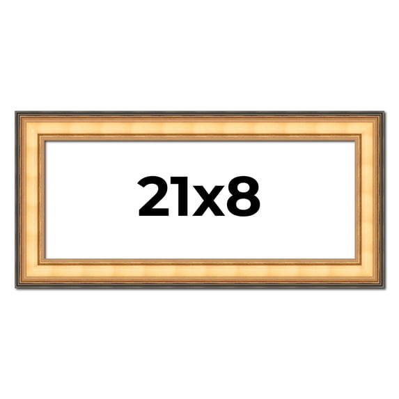 21x8 Frame Gold Plein Aire Solid Wood Picture Frame Width 2 Inches | Interior Frame Depth 0.5