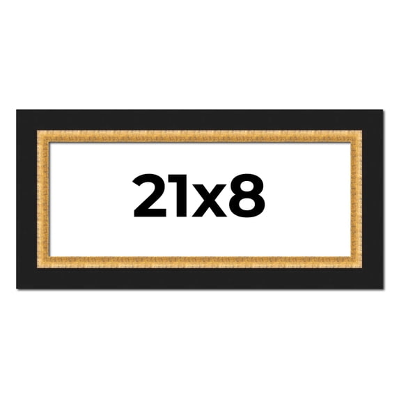 21x8 Frame Gold Real Wood Picture Frame Width 2.25 Inches | Interior Frame Depth 0.5 Inches |
