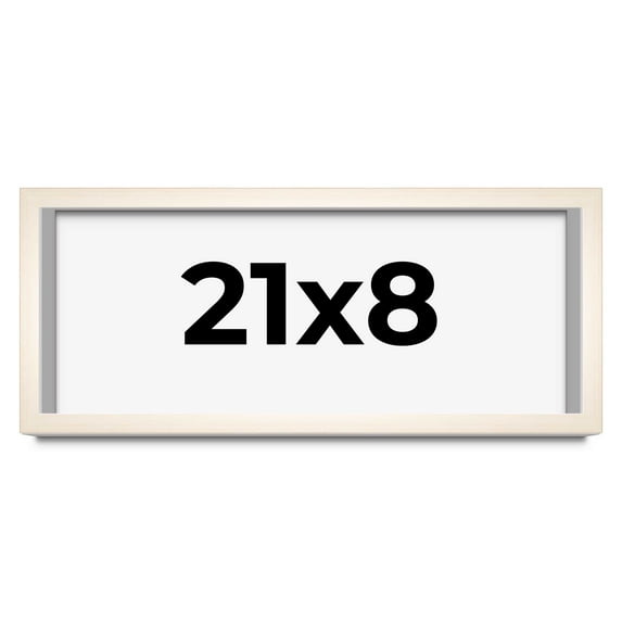 21x8 Shadow Box Cream of Wheat White Washed Display Frame | 0.875 Inches Deep Solid Wood Shadowbox