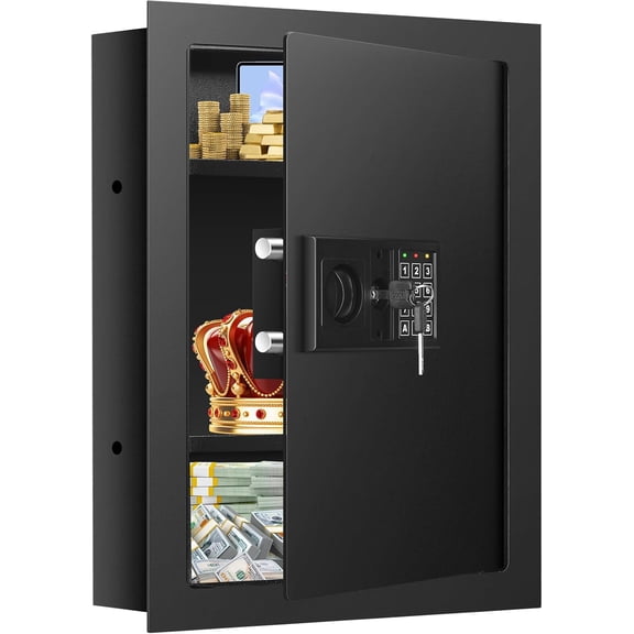 22.02 Inch Tall Hidden Wall Safe Between Studs 16 Inch Centers with Combination Lock and 2 Removable Shelves Bestseling