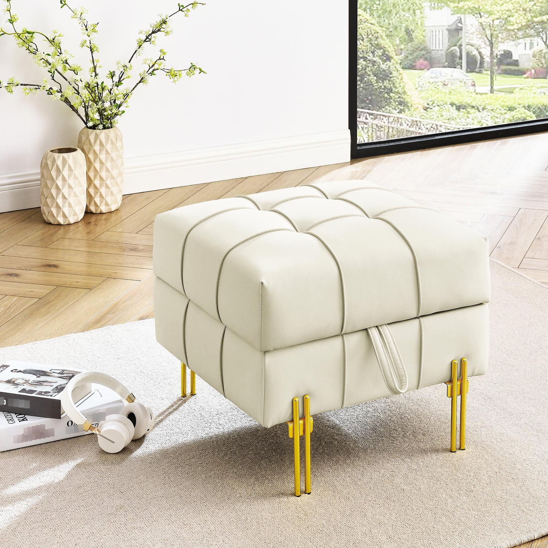 22.03 In. Deep Scratch Leather In Beige - Pet- Bench With Tempting ...