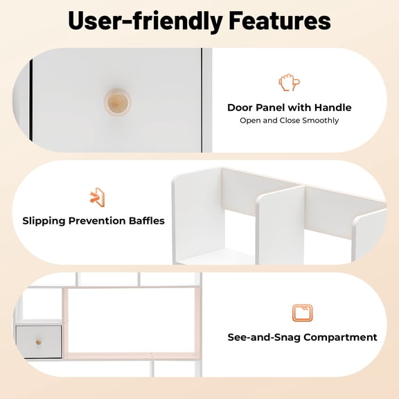 22.05lbs 9 Compartments Home Office Desk Organizer White Tabletop Mounted Desktop Storage Organizer