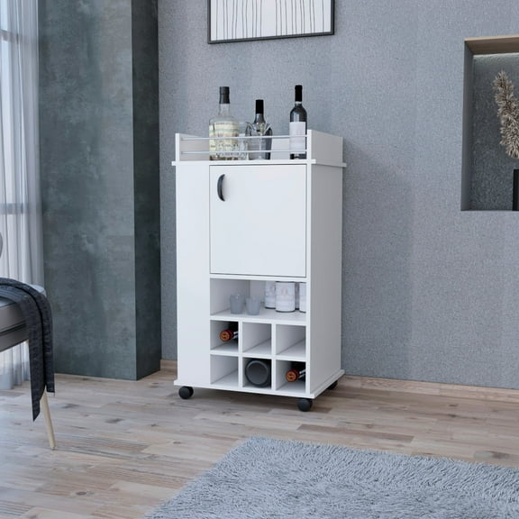 22.09 Inches Deep White Bar Cart With Storage Options - Customize Your Organization 38.91 Tall For Entertaining Make Memories Friends