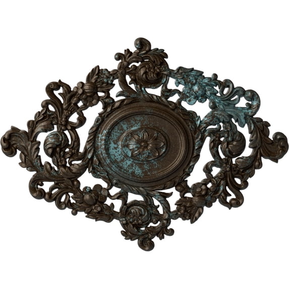 22 1/2"W x 30 3/8"H x 1 1/2"P Katheryn Ceiling Medallion, Hand-Painted Bronze Blue Patina