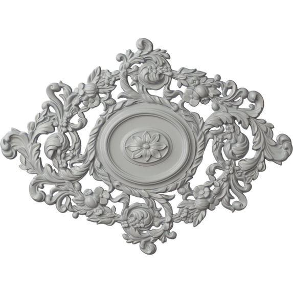 22 1/2"W x 30 3/8"H x 1 1/2"P Katheryn Ceiling Medallion, Hand-Painted Frost