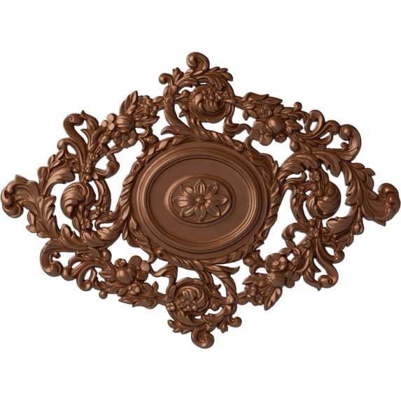 22 1/2"W x 30 3/8"H x 1 1/2"P Katheryn Ceiling Medallion, Hand-Painted Polished Copper