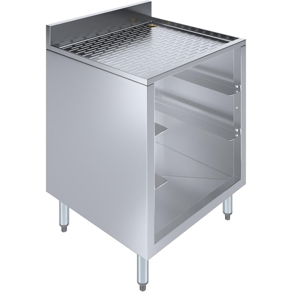 22.5" x 24" x 30" Stainless Steel Glass Rack Storage Cabinet with Built-In Rack | Commercial Glass Holder Organizer for Bar, Restaurant, Kitchen