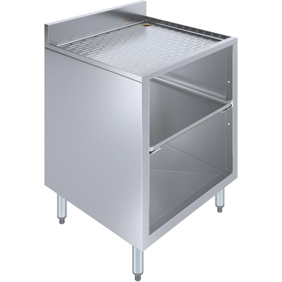22.5" x 24" x 30" Stainless Steel Glass Rack Storage Cabinet with Built-In Rack | Commercial Glass Holder Organizer for Bar, Restaurant, Kitchen