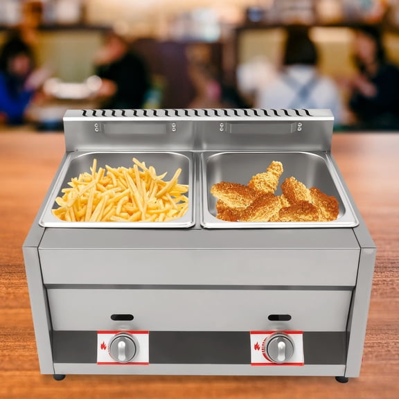 22.2*17.9*10.2 in Commercial Counter-top Gas Fryer Deep Fryer Propane LPG Stainless Steel 12L 12Kg