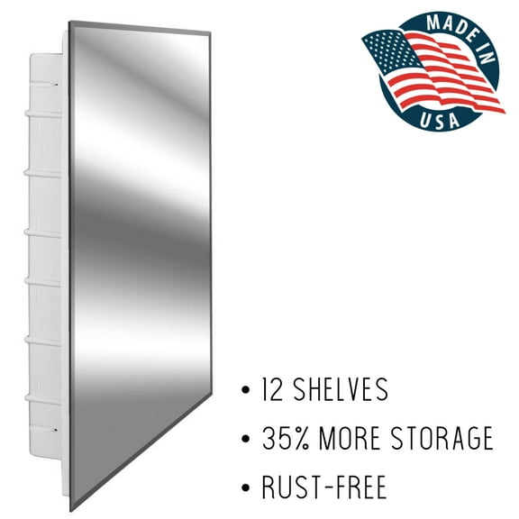 22-2-36-13 Nunki 16in x 36in Frameless Recessed Medicine Cabinet with 13 shelves