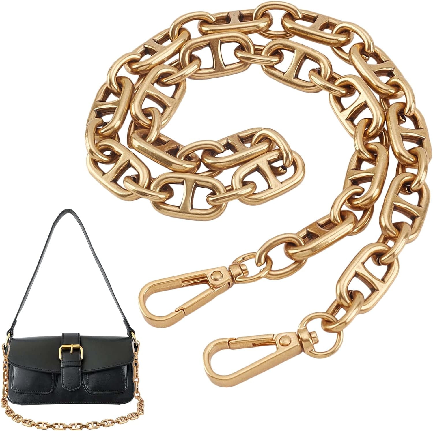 3 Colors 15 Inch Bag Strap Chains Handbag Purse Handle Chunky Metal Shoulder Clutches Straps Bag Handle Replacement Decoration Chains with Clasps for Purse Crossbody Making Decoration Walmart