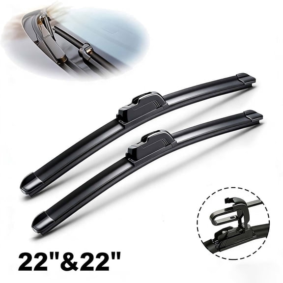 22'' & 22'' OEM Quality Premium All-Season Auto Front Windshield,Automotive Replacement Stable and Quiet Armor Wipers blades,Natural Rubber J-Hook Wiper Blades (Pack of 2) ﻿
