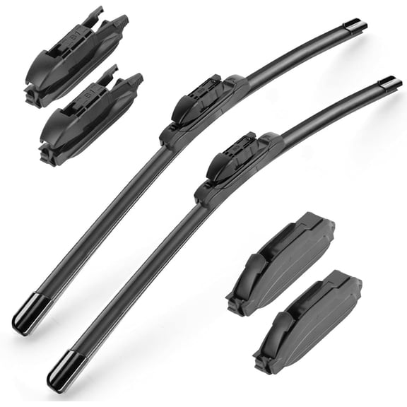 22"+22" Original Equipment Front Windshield Wiper Blades 3 adapters All-Season Durable Stable and Quiet Wiper Blade J/U Hook & Pinch Tab & Top Lock (Set of 2)