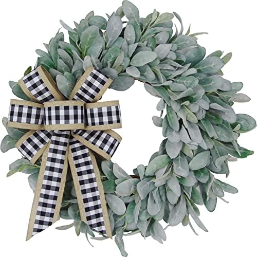 22-24 Inch Flocked Lambs Ear Wreaths for Front Door Wreaths for All ...