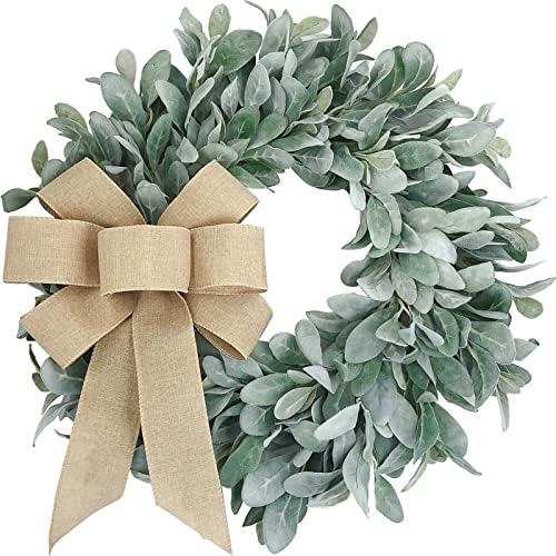 22-24 Inch Flocked Lambs Ear Wreaths for Front Door Wreaths for All ...