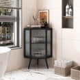 thumbnail image 1 of 22.25" Floor Coner Cabinet with Tempered Glass Door & Storage Shelves for Bathroom, Living Room, Bedroom (Black), 1 of 7