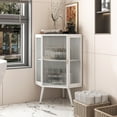 thumbnail image 1 of 22.25" Glass Corner Cabinet with Tempered Glass Door & Storage Shelves, 2-Tier Cabinet/Table Display Shelves with Free Standing Storage for Small Space, Living Room, Kitchen, Bedroom,White, 1 of 9