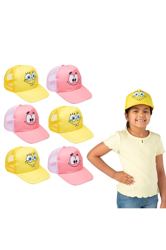 22" 25" circ. SpongeBob SquarePants Character Polyester & Mesh Trucker Hats - 6 Pc.