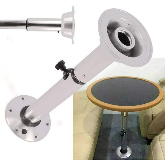 22''-28'' Aluminum Adjustable Table Pedestal Stand for Caravan Motorhome Marine Boat Pedestal Silver Base for RV Marine Boat Caravan