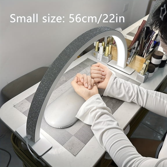 22/29 Inch LED Half Moon Nail Studio Desk Lamp - 3 Color Temperatures Adjustable Brightness, Beauty Light for Nail Art/Eyebrow Tattoo/Tattoo/Skincare