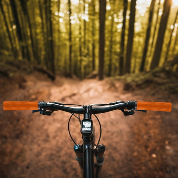 22.2mm Rubber Grip Cover Ergonomic Non-Slip Bike Handlebar - Soft Rubber Grips for Bicycle, Mountain Bike, Road bike - Comfortable Shock Absorbing Handles - Orange, 5.2" Length, 2 Pack