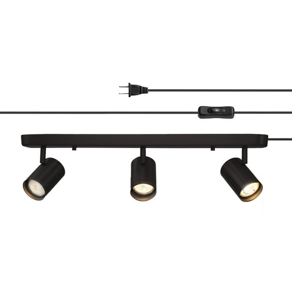 Globe Electric 22" 3-Light Minimalist Matte Black Plug-in Track Lighting
