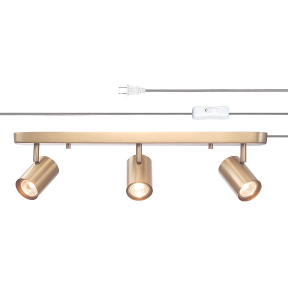 Globe Electric Minimalist 22" 3-Light Matte Brass Plug-in Track Light