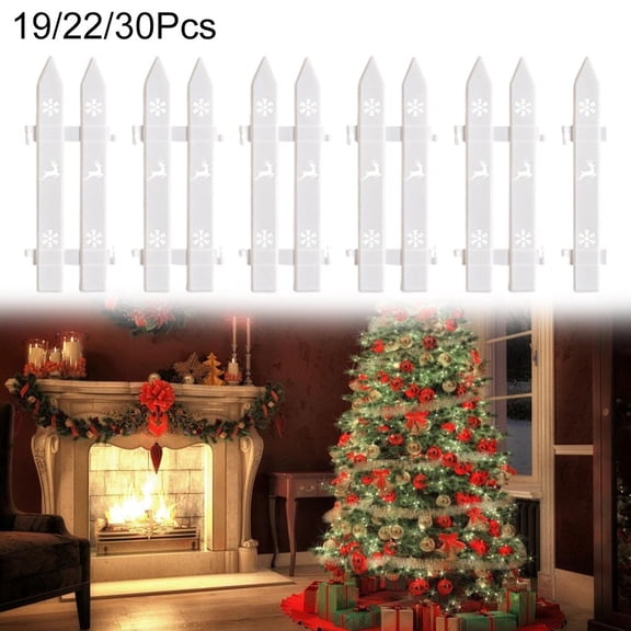 22/30/35/40pcs White Deer & Snowflake Christmas Tree Fence Decoration Easy Assembly Sturdy Plastic Picket Fence Posts for Indoor/Outdoor Holiday, Garden, Party Decor, for All Seasons and Settings