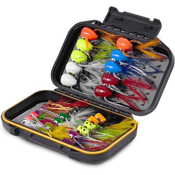 22/30pcs Fly Fishing Popper Flies Kit for Trout Bass Panfish